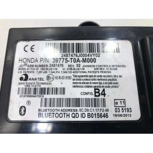 Módulo Do Bluetooth Honda Cr-v 2013 Cod 39775t0a-m000